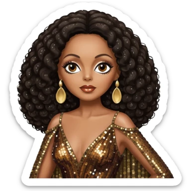 Diana Ross with dark brown hair sticker