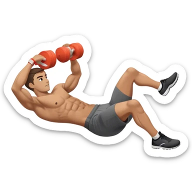 side-view of guy doing decline abdominal Crunches with sixpack sticker