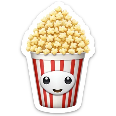 Popcorn in a striped cup with a TV sticker