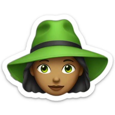 A child with green eyes, wearing a black Sun hat  and a green T-shirt with a black letter “G” on T.Shirt sticker