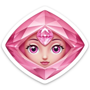 pink diamond with eyes, no nose, shiny and beautiful sticker