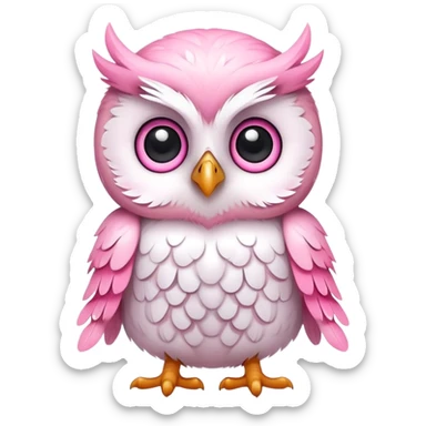 cute baby owl white pink sticker