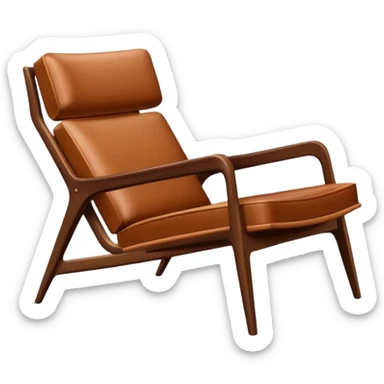 Mid century modern lounge chair with wooden arms and leather seat sticker