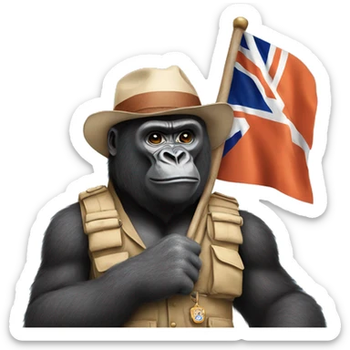 gorilla wearing paddington attire holding indian flag sticker