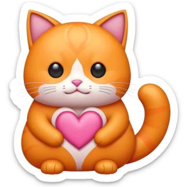 Gato naranja corazón rosa cuerpo entero kawaii sticker