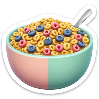 an aesthetic bowl of pastel cereals sticker