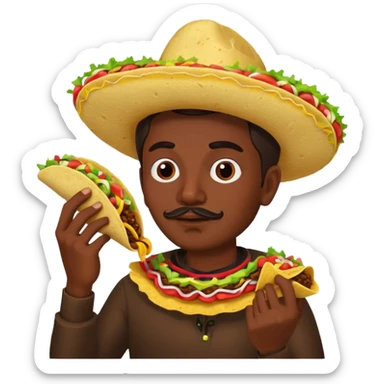 Mexican guy eating a taco sticker