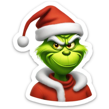 Grinch wearing Santa hat sticker