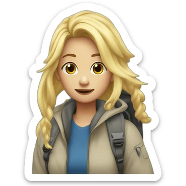 Momo hiking blond hair sticker