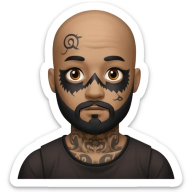 bald bearded man with black face tattoo sticker