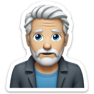 Face palm middle aged man grey hair grey beard blue eyes sticker