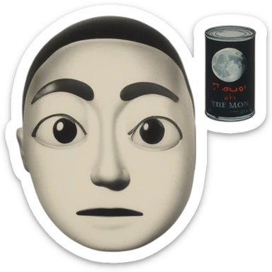 Moon from Trip to the moon (1922) with a warhol campbell can in his eye sticker