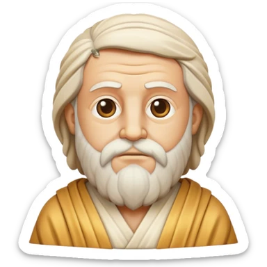Cinematic Realistic Plato Portrait Emoji, depicted as a wise ancient philosopher with a contemplative expression in classical robes, rendered with soft textures and timeless serene lighting that captures his intellectual legacy. sticker