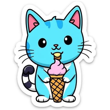 Cat with ice cream all over his face sticker