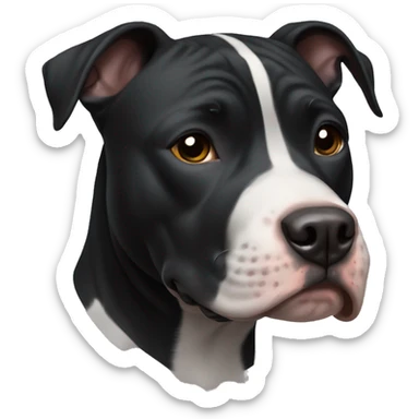 Pitbull black dog with white stripe on face sticker