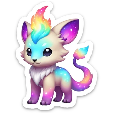 Cute cool colorful nebula fantasy animal hybrid Fakemon full body sticker