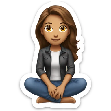Brown hair woman kneeling  sticker