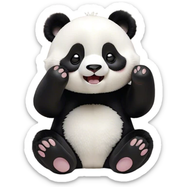 Cinematic Cute Yawning Panda Portrait Emoji, Head tilted slightly with a dramatic, wide-open yawn, showcasing a soft, plush black and white Fur with droopy ears, round eyes barely open in drowsy contentment, Simplified yet irresistibly adorable features, highly detailed, glowing with a soft, cozy glow, high shine, relaxed yet expressive, stylized with a touch of gentle whimsy, bright and endearing, soft glowing outline, capturing the essence of a sleepy yet affectionate panda, so drowsy it feels like it could stretch right out of the screen and curl up for a nap! sticker