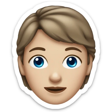 white-woman-slight-wrinkles-around-eyes-shorter-brown-hair-blue-eyes sticker