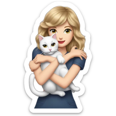 Taylor swift giving a hug to a cat sticker