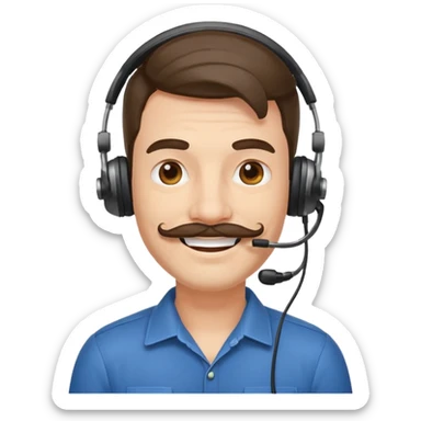 receptionist face fat mustached guy with headpset sticker