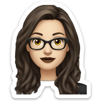 Sexy-Caucasian-Mum-woman-goth-long-brown-hair-dark-brown-eyes-standing-wearing-glasses-plus-size-upturned-nose sticker
