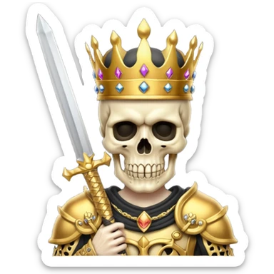 Golden skull with crown now make it with a worrior sowrd sticker