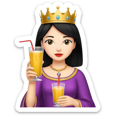 black haired queen with drink sticker