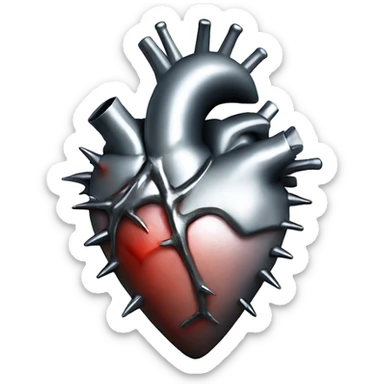 anatomical silver heart with spikes  sticker