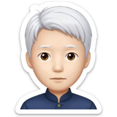 asian boy with a white hair sticker