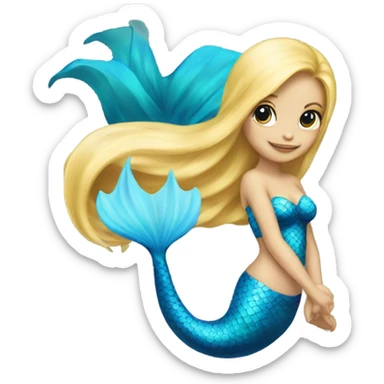 blonde mermaid with blue tail sticker