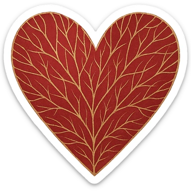 heart with a delicate gold leaf overlay, remove background sticker