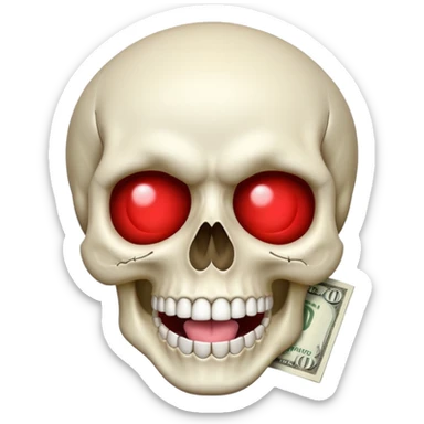 exaggerated Money White Skull Emoji and Tongue Face sticker