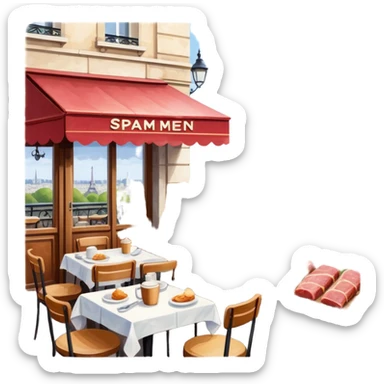 impressionist SPAM meat claude monet paris cafe city landscape  sticker