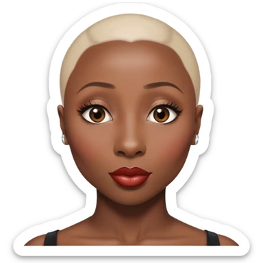 Cynthia erivo Alluring black woman wide nose bald head big glossy lips sticker