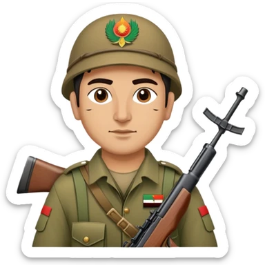 Kurdish warrior Peshmerga with rifle and traditional clothing sticker