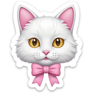 Gatito blanco con un moño rosa en la oreja izquierda sticker