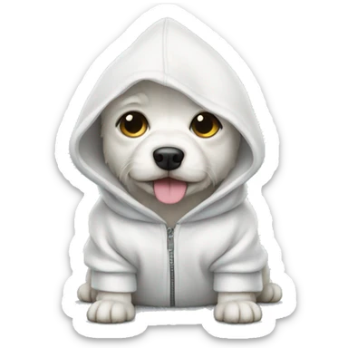 Small white dog with hoodie sticker