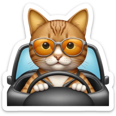 A cat driving a car sticker