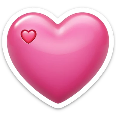 Apple-style 3D emoji of a shiny pink  heart, smooth and glossy surface, simple and elegant design, no background. sticker
