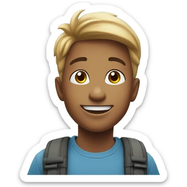 happy boy in blue sky sticker