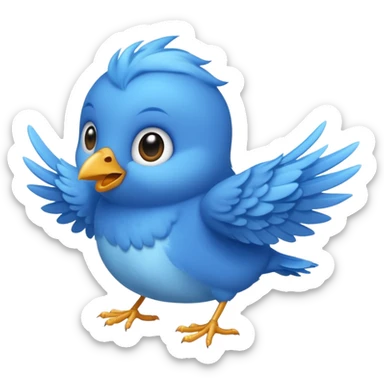 Small babyblue bird flying sticker