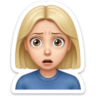 A realistic waist-up portrait of a frightened woman sticker