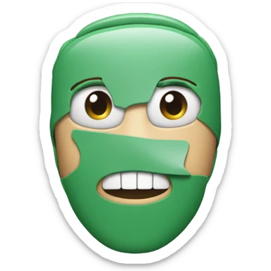 face with mouth covered by processor sticker