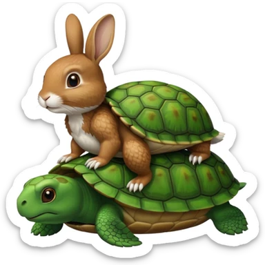 Turtle being ridden by a rabbit sticker