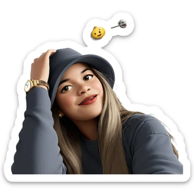 girl with hat and watch sticker