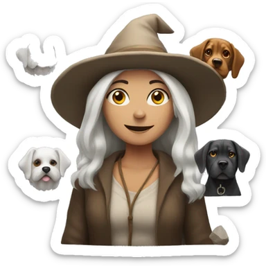 White Witch with dogs selling rocks  sticker