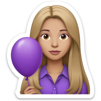 Women with long hair with purple balloon  sticker