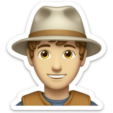 white-male-teenager-brown-hair-eyes-smile-hat sticker