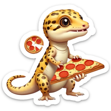 leopard gecko holding slice of pizza sticker